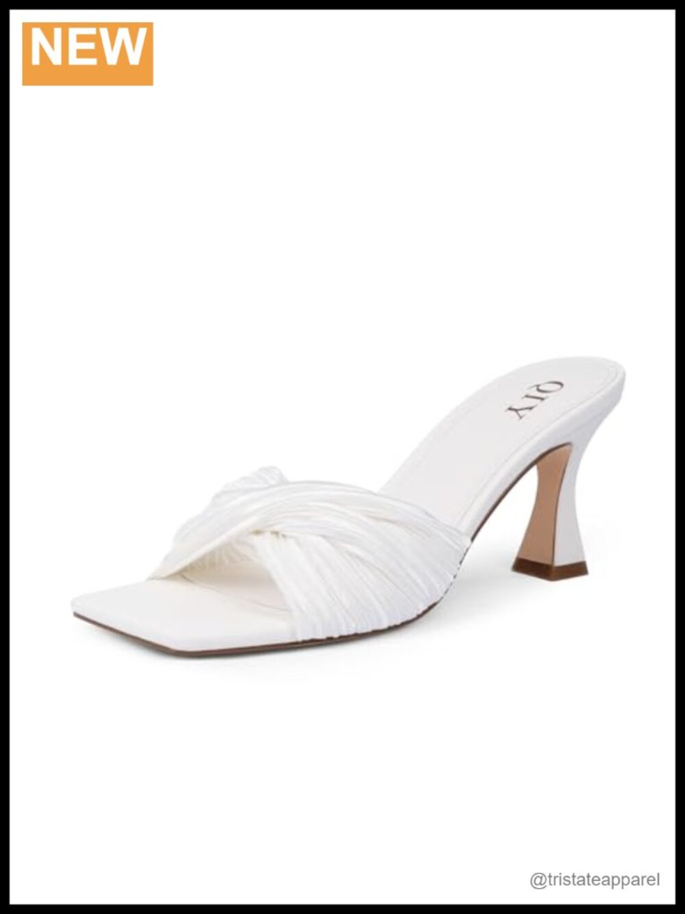 Satin Mule Heels Open Square Toe Mid Heel Twisted Knot Slip On
